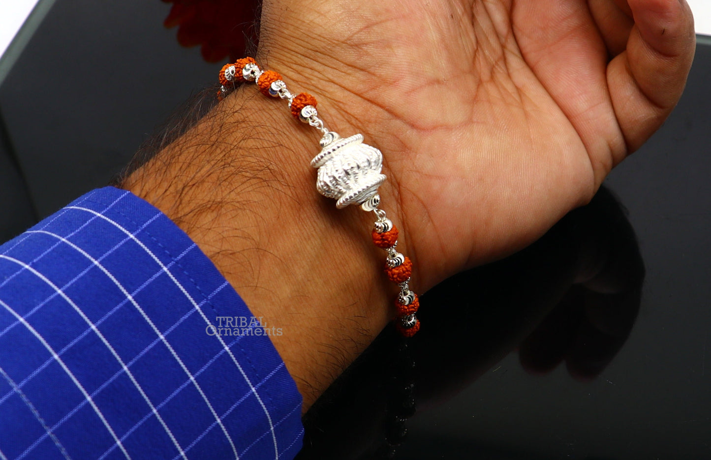 925 sterling silver handmade vintage style Rakhi bracelet amazing Rudraksha bracelet, use as daily use jewelry rk224 - TRIBAL ORNAMENTS