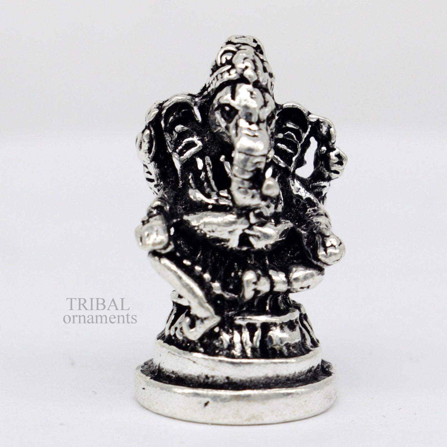 925 Sterling silver Divine lord idol Ganesha statue art, best puja figurine for home temple for wealth and prosperity gift art art520 - TRIBAL ORNAMENTS