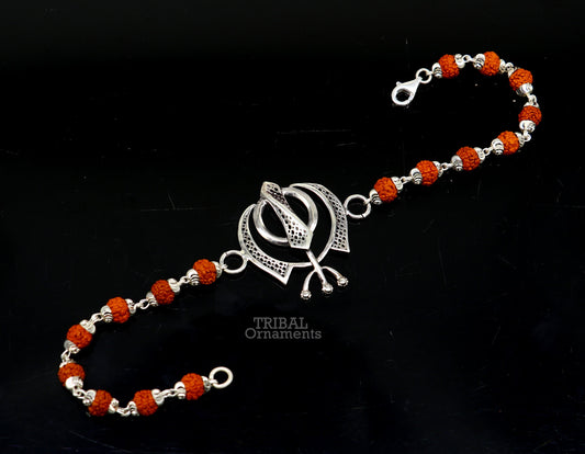925 Sterling silver divine Waheguru Khalsa Rakhi bracelet best gift for your brother's for special personalized gifing rk240 - TRIBAL ORNAMENTS