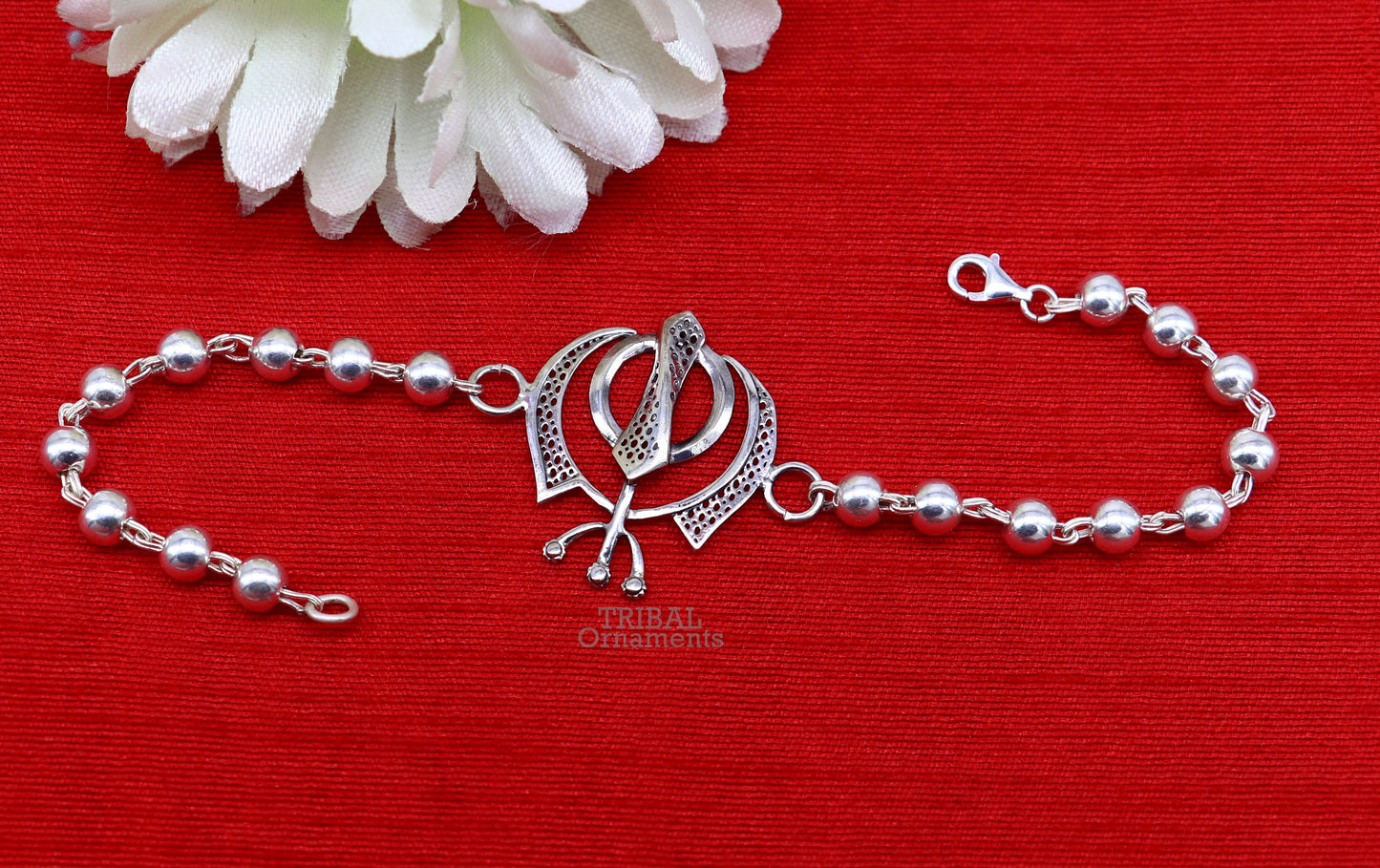 925 Sterling silver divine Waheguru Khalsa Rakhi bracelet best gift for your brother's for special personalized gifing rk240 - TRIBAL ORNAMENTS