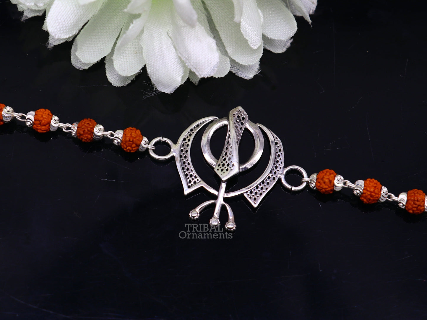 925 Sterling silver divine Waheguru Khalsa Rakhi bracelet best gift for your brother's for special personalized gifing rk240 - TRIBAL ORNAMENTS