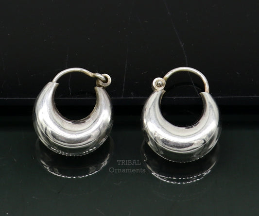 Vintage Design 925 sterling silver fabulous hoops earring, tribal kundal earring from Rajasthan India, best gifting unisex jewelry ear1246 - TRIBAL ORNAMENTS
