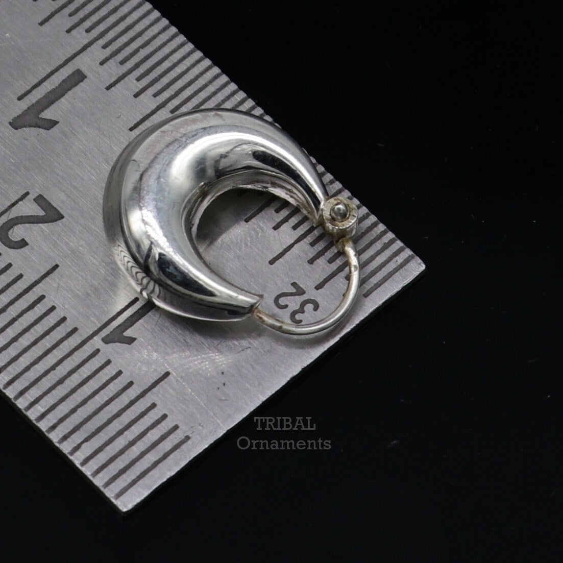 Vintage Design 925 sterling silver fabulous hoops earring, tribal kundal earring from Rajasthan India, best gifting unisex jewelry ear1246 - TRIBAL ORNAMENTS