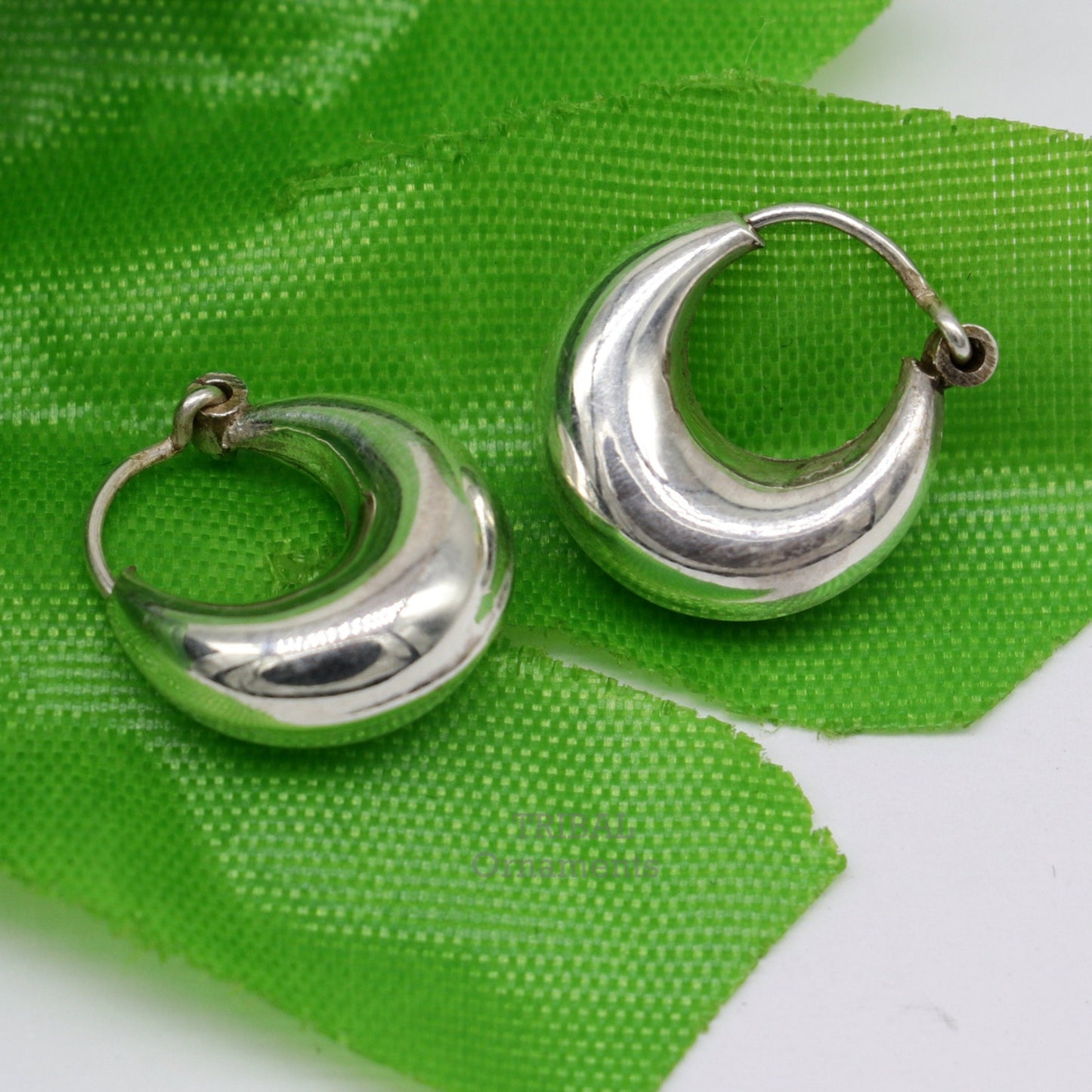 Vintage Design 925 sterling silver fabulous hoops earring, tribal kundal earring from Rajasthan India, best gifting unisex jewelry ear1246 - TRIBAL ORNAMENTS