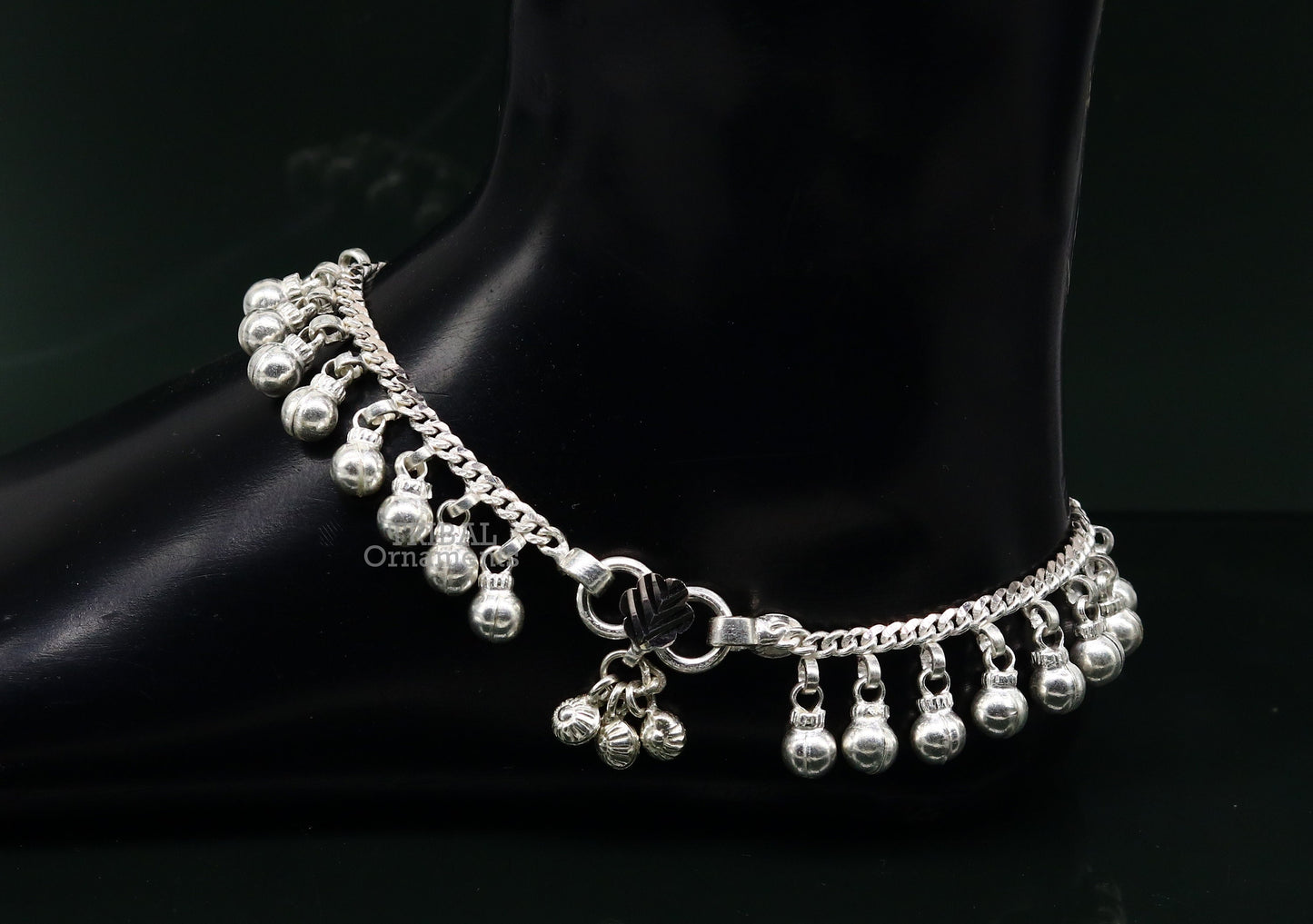 10.5" Long handmade sterling silver amazing jingling bells ankle bracelet, gorgeous noisy anklets customized belly dance jewelry ank462 - TRIBAL ORNAMENTS