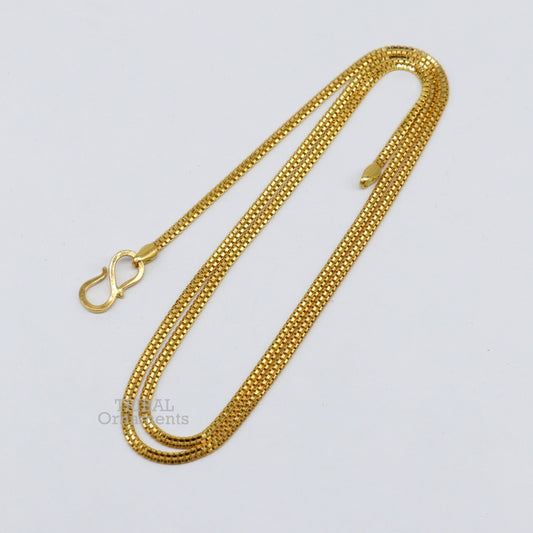 22kt yellow gold handmade Double box chain chain, amazing customized chain best gifting personalized unisex jewelry from India ch551 - TRIBAL ORNAMENTS