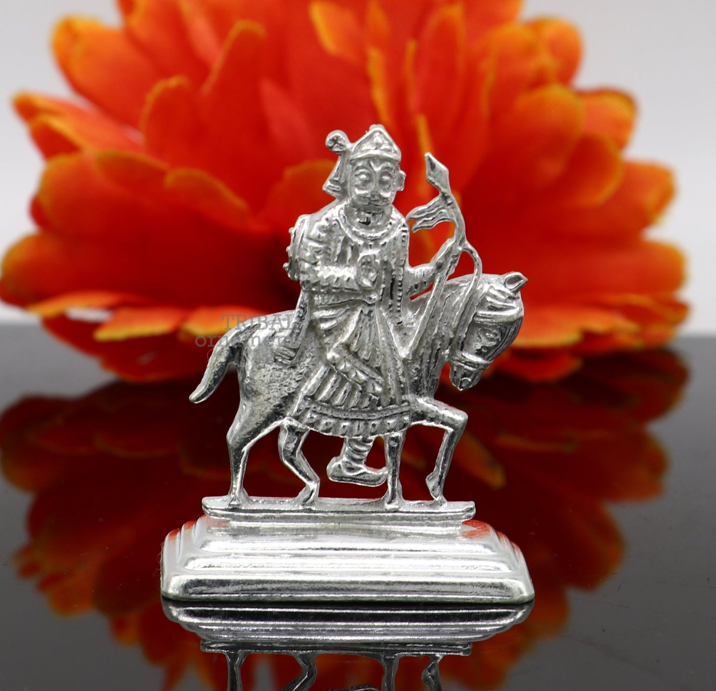 solid sterling silver handmade Tribal deity lord Ramdevji runicha best home or vehicle silver article statue su737 - TRIBAL ORNAMENTS
