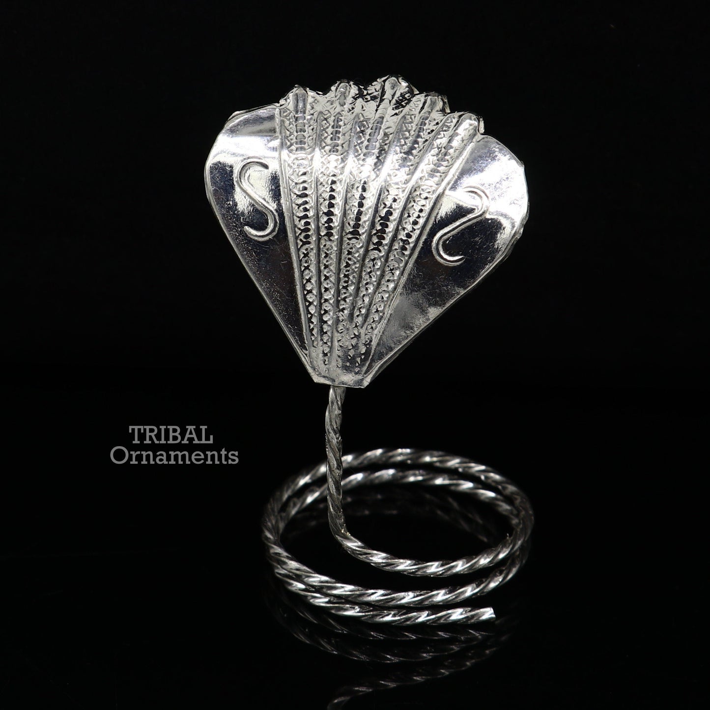 Solid silver handmade Divine Sheshnag mini panchmukhi snake or shiva snake for puja or worshipping, solid Diwali puja article su740 - TRIBAL ORNAMENTS