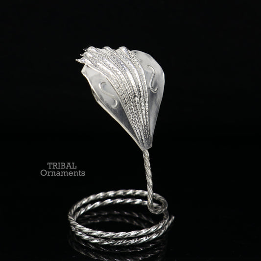 Solid silver handmade Divine Sheshnag mini panchmukhi snake or shiva snake for puja or worshipping, solid Diwali puja article su740 - TRIBAL ORNAMENTS