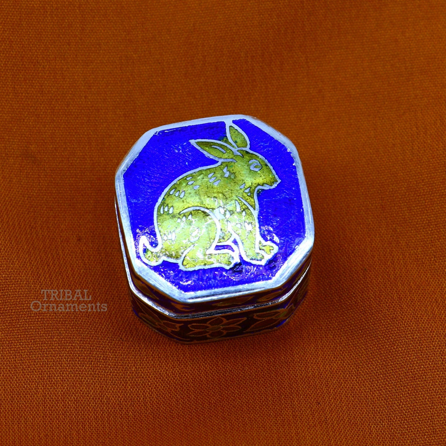 925 sterling silver trinket box, kajal box/casket box bridal polygon shape sindur box collection, container box, eyeliner box gifting stb367 - TRIBAL ORNAMENTS