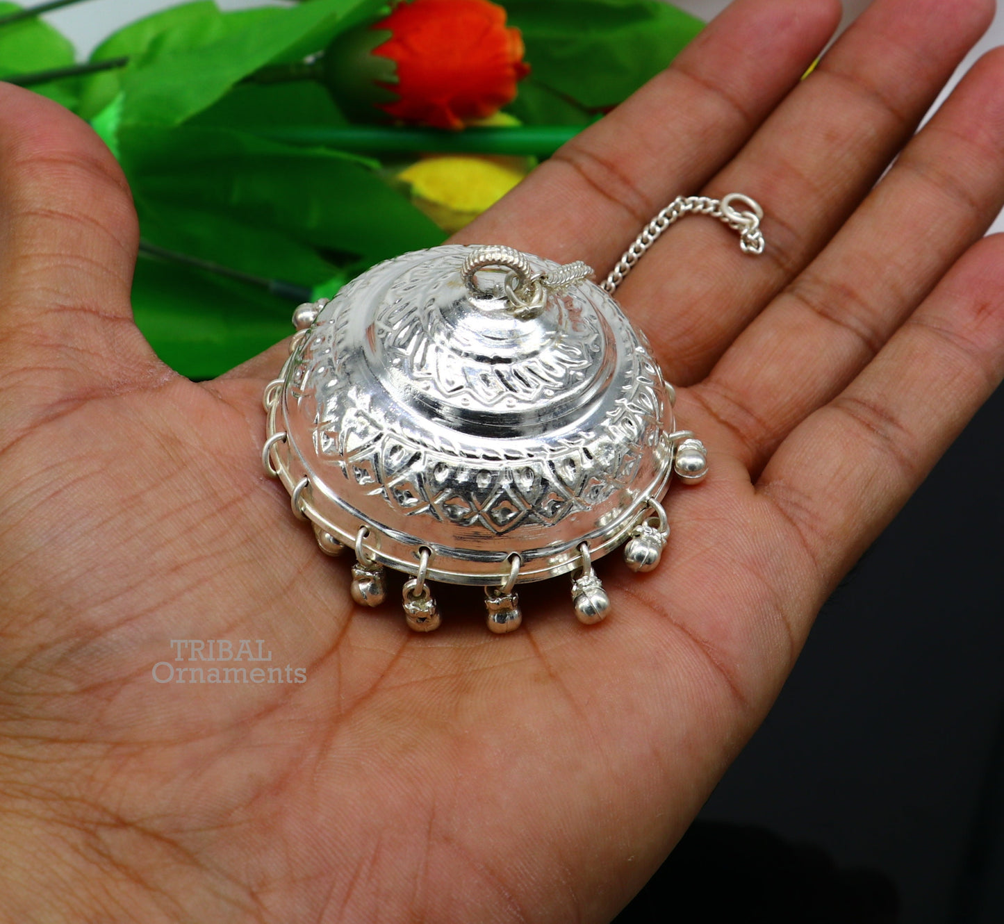 Solid Silver chhatar or chhatra, silver umbrella god temple art, Gorgeous hand craved Solid silver temple article, temple utensils su749 - TRIBAL ORNAMENTS