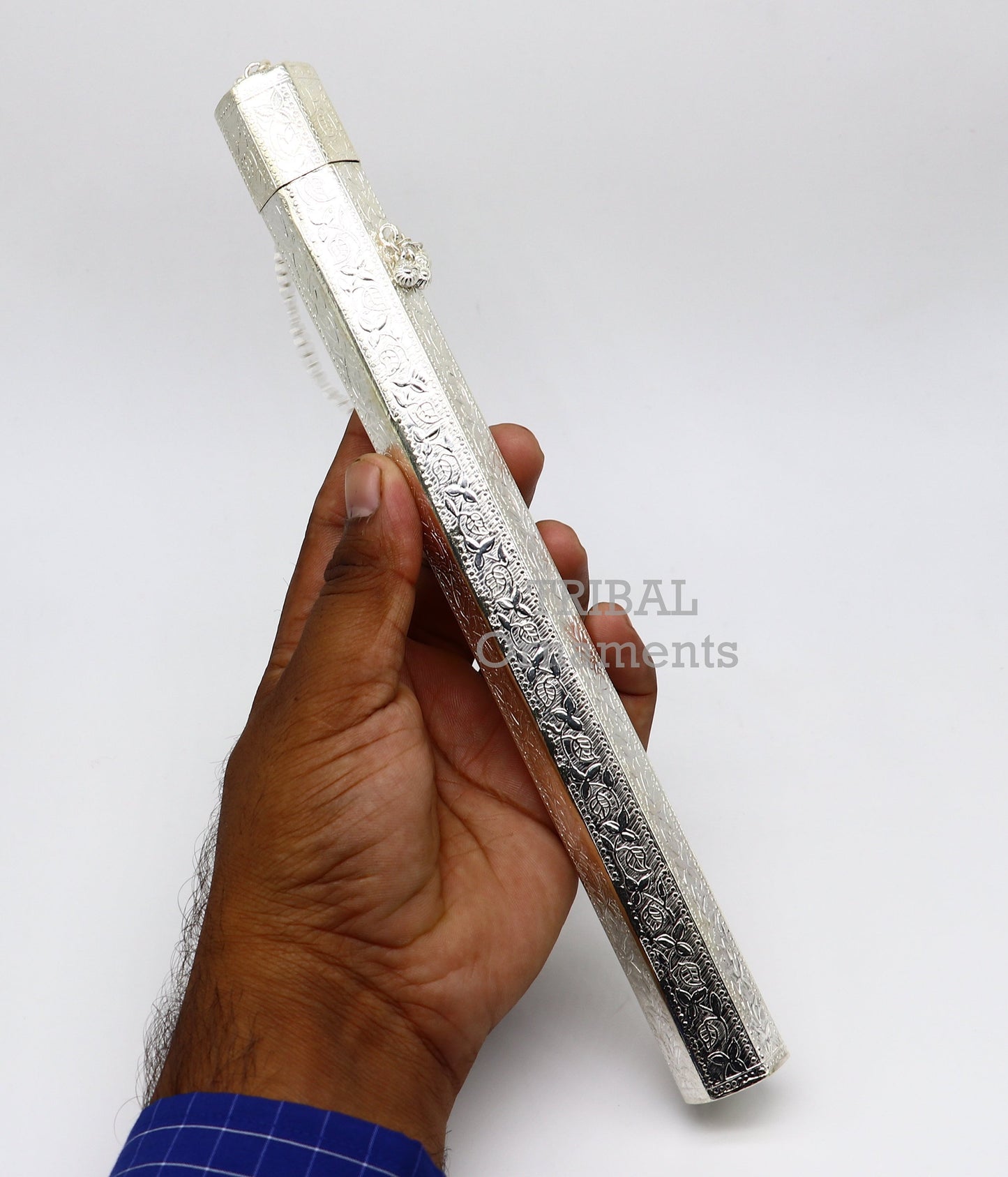 10" Vintage design handmade solid silver incense sticks box holder, Agarbatti box trinket box fabulous royal puja temple article su391 - TRIBAL ORNAMENTS