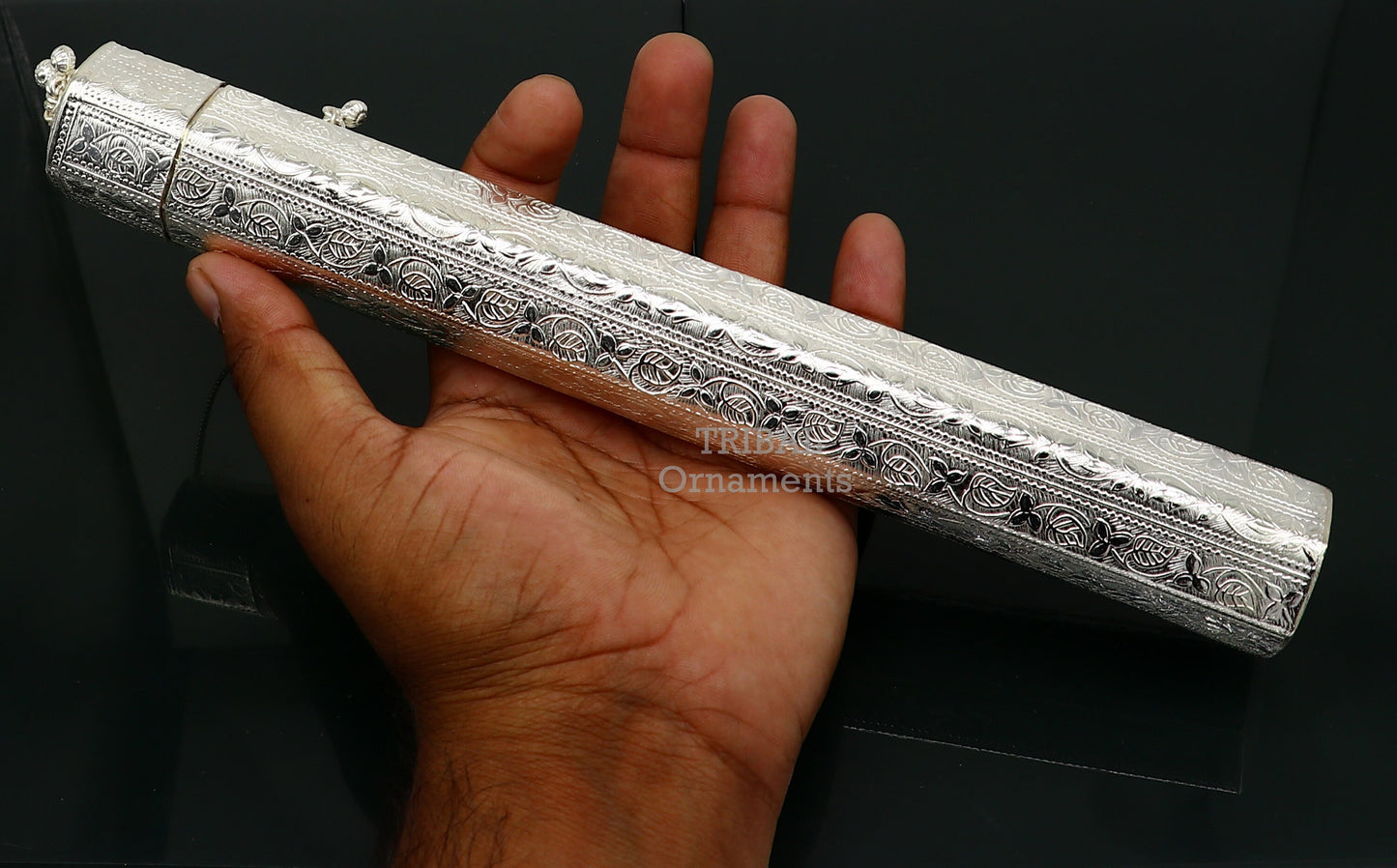 10" Vintage design handmade solid silver incense sticks box holder, Agarbatti box trinket box fabulous royal puja temple article su758 - TRIBAL ORNAMENTS