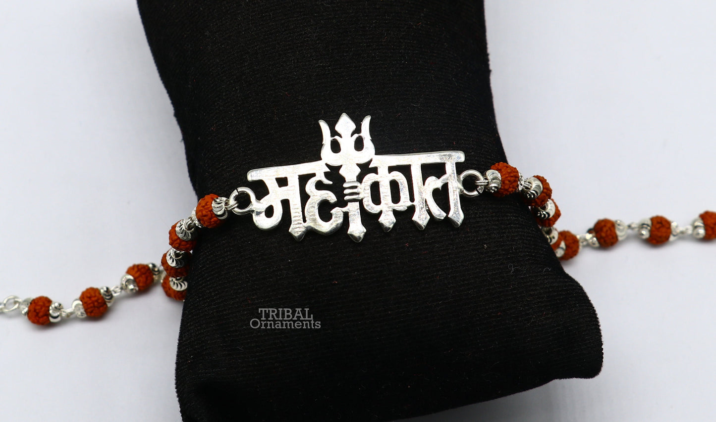 925 sterling silver handmade lord Shiva Mahakal design Rakhi bracelet amazing Rudraksha Mahakaal bracelet, use as daily use jewelry rk207 - TRIBAL ORNAMENTS