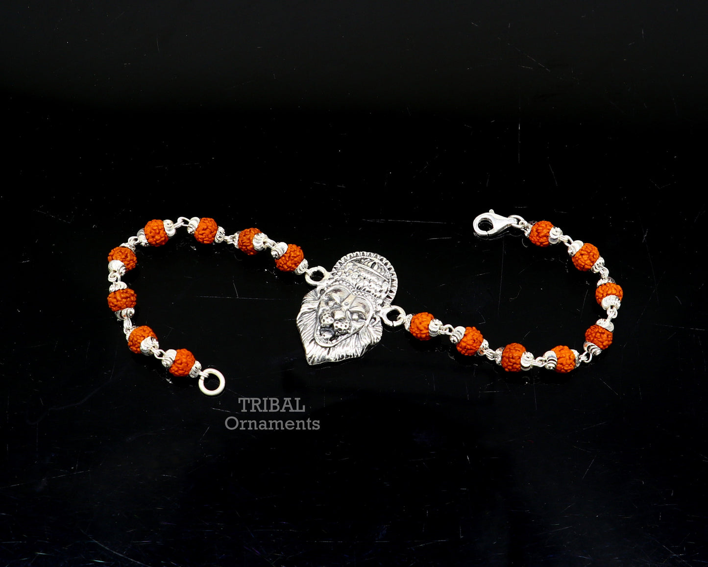 925 sterling silver handmade lord Narsimha Narsingha design Rakhi bracelet amazing Rudraksha bracelet, use as daily use jewelry rk210 - TRIBAL ORNAMENTS