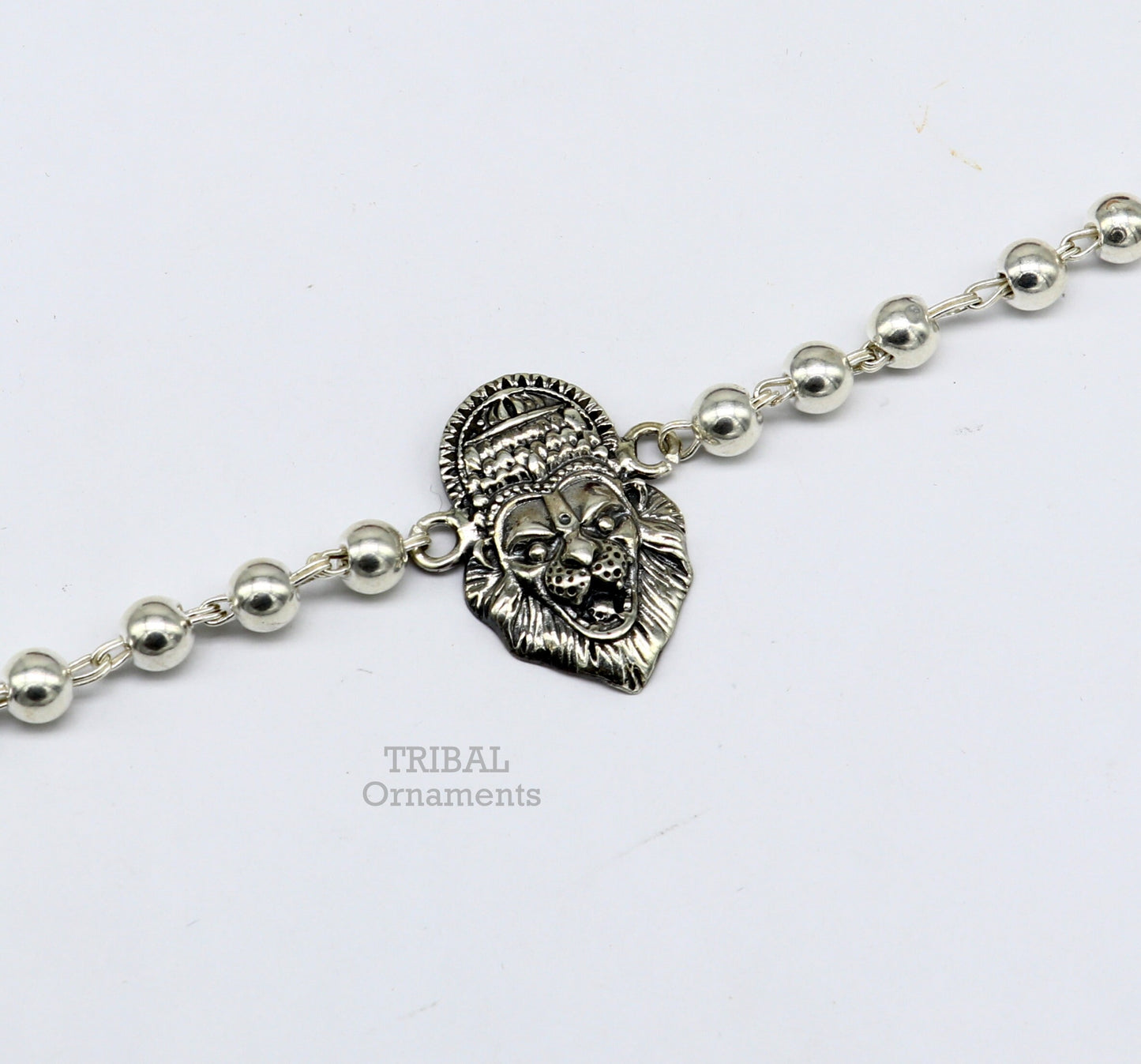 Divine 925 sterling silver handmade lord Narsimha Narsingha design Rakhi bracelet amazing beaded bracelet, use as daily use jewelry rk220 - TRIBAL ORNAMENTS
