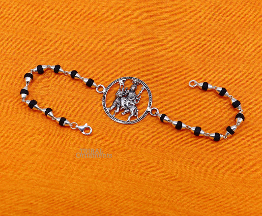 925 Sterling silver divine Durga,bhawani mataji Rakhi bracelet best gift Tulsi beaded goddess Rakhi for brother's for special gifing rk233 - TRIBAL ORNAMENTS