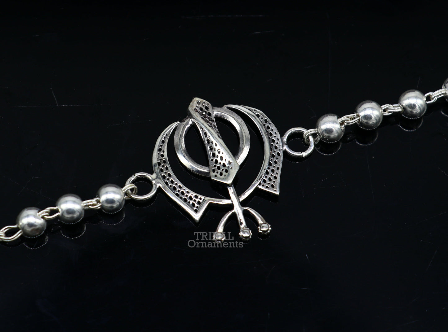 925 Sterling silver divine Waheguru Khalsa Rakhi bracelet best gift for your brother's for special personalized gifing rk240 - TRIBAL ORNAMENTS