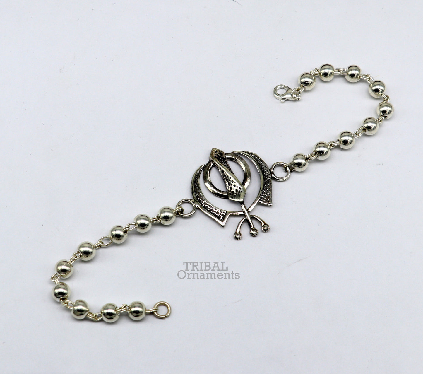 925 Sterling silver divine Waheguru Khalsa Rakhi bracelet best gift for your brother's for special personalized gifing rk240 - TRIBAL ORNAMENTS