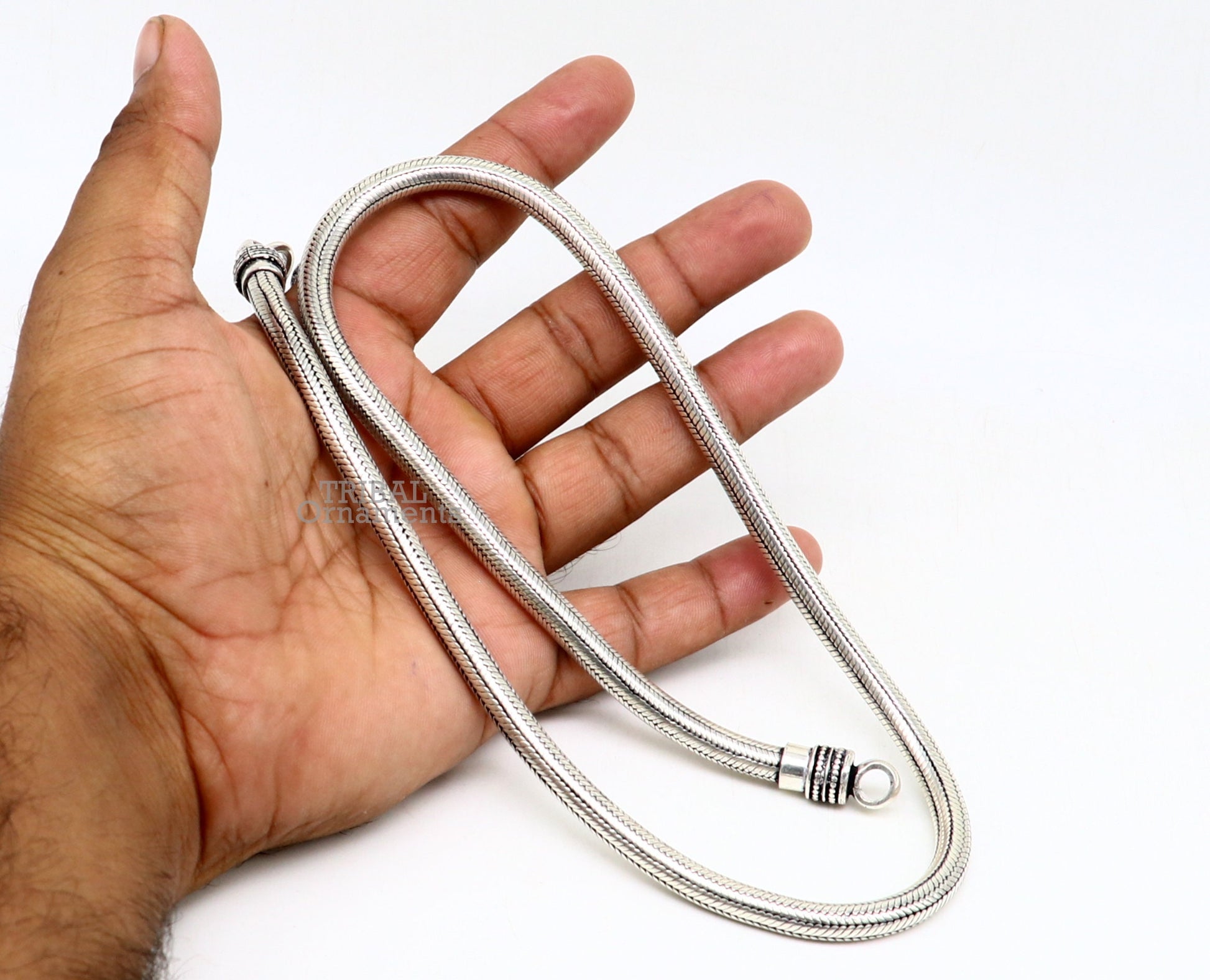 6 mm solid 925 sterling silver handmade snake chain necklace chain, oxidized silver trendy chain ch159 - TRIBAL ORNAMENTS