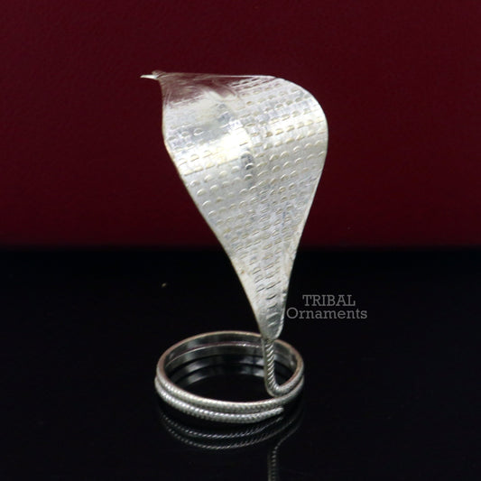 925 sterling silver Divine Shiva Snake sterling silver handmade mini snake statue for puja or worshipping, solid Diwali puja article su784 - TRIBAL ORNAMENTS