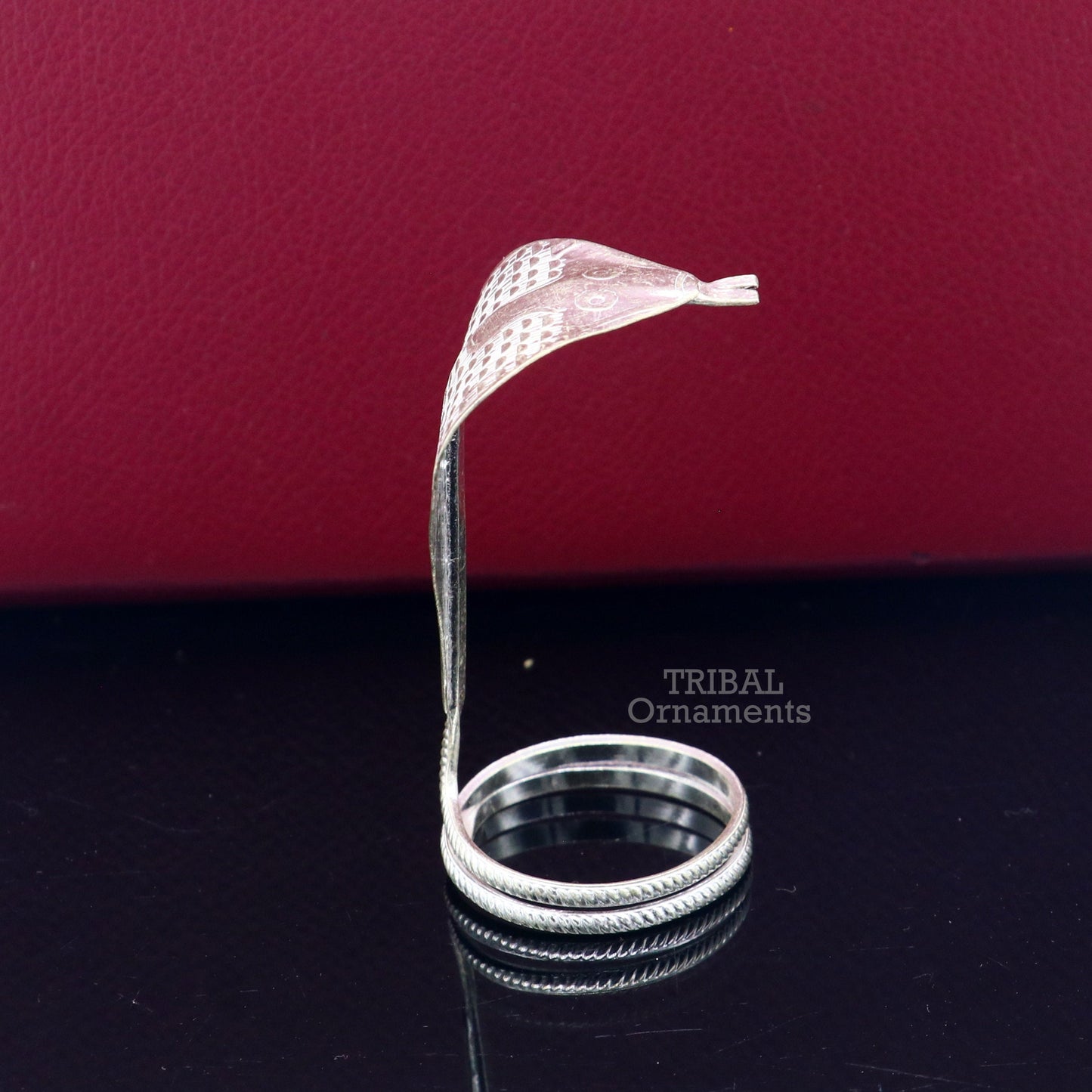 925 sterling silver Divine Shiva Snake sterling silver handmade mini snake statue for puja or worshipping, solid Diwali puja article su785 - TRIBAL ORNAMENTS