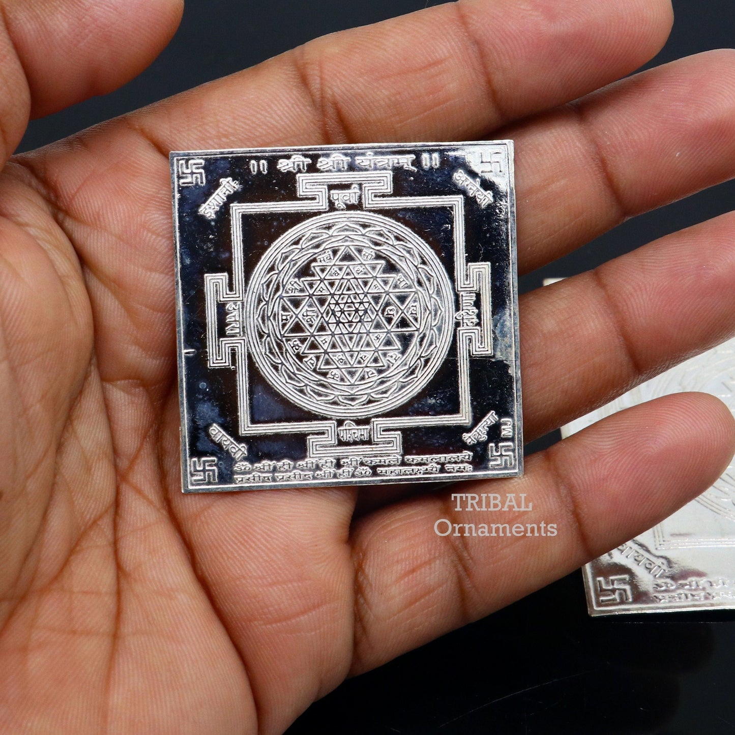 925 sterling silver handmade Shree Yantram, silver holy divine Yantram for wealth and prosperity, best puja article gifting su791 - TRIBAL ORNAMENTS