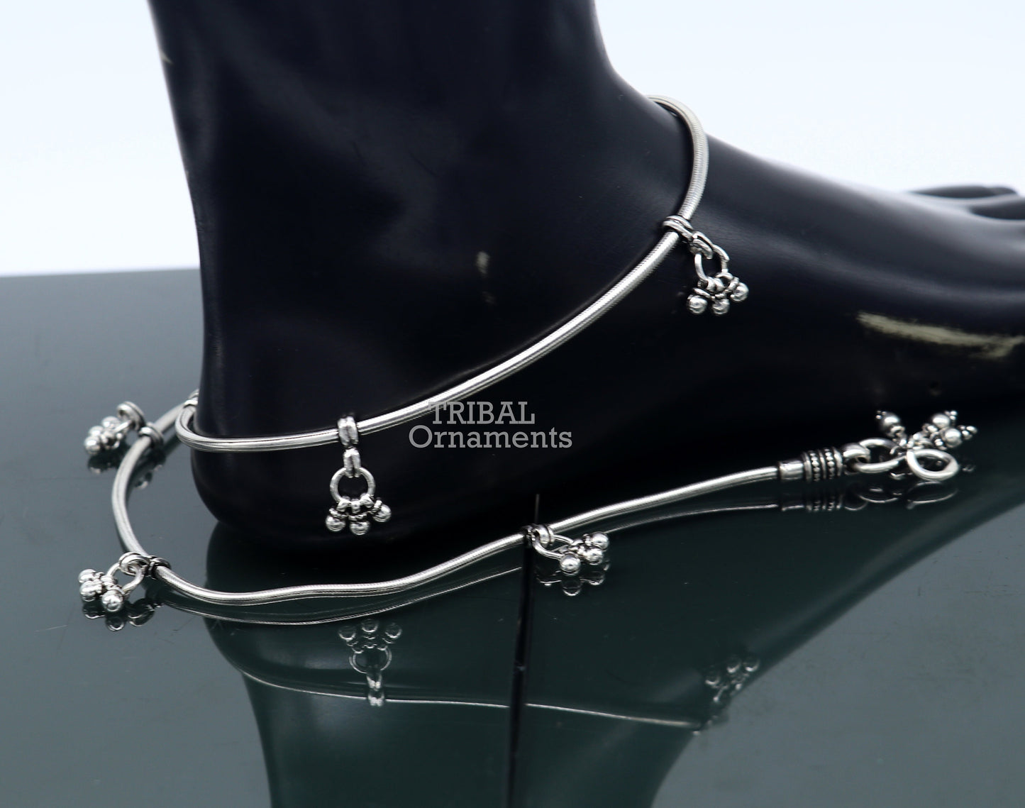 11 inches Handmade 925 sterling silver snake chain ankle bracelet, silver anklets, foot bracelet amazing belly dance jewelry gift her ank466 - TRIBAL ORNAMENTS