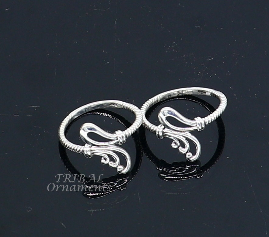 925 sterling silver handmade gorgeous design vintage style toe ring, best gifting tiny tone ring 925 stamped jewelry from india ytr05 - TRIBAL ORNAMENTS