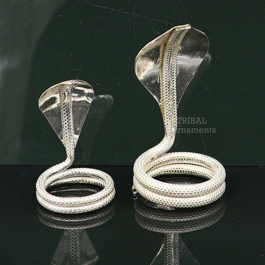 Handmade sterling silver fabulous vintage antique mini snake or shiva snake for puja or worshipping, solid nag nagin puja article su756 - TRIBAL ORNAMENTS