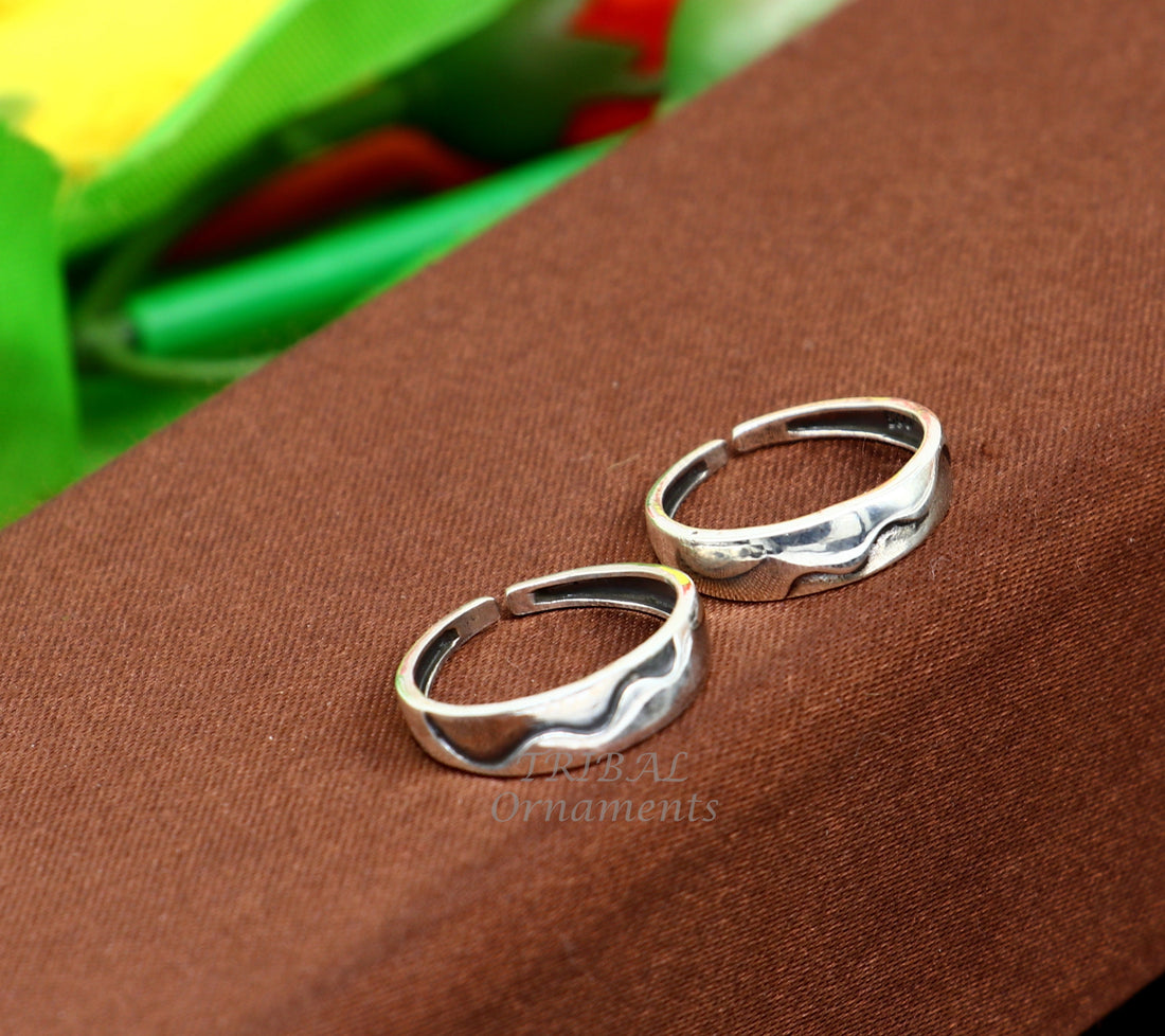 925 sterling silver uniquely handcrafted vintage style oxidized solid toe rings. best brides wedding jewelry tribal jewelry ytr15 - TRIBAL ORNAMENTS