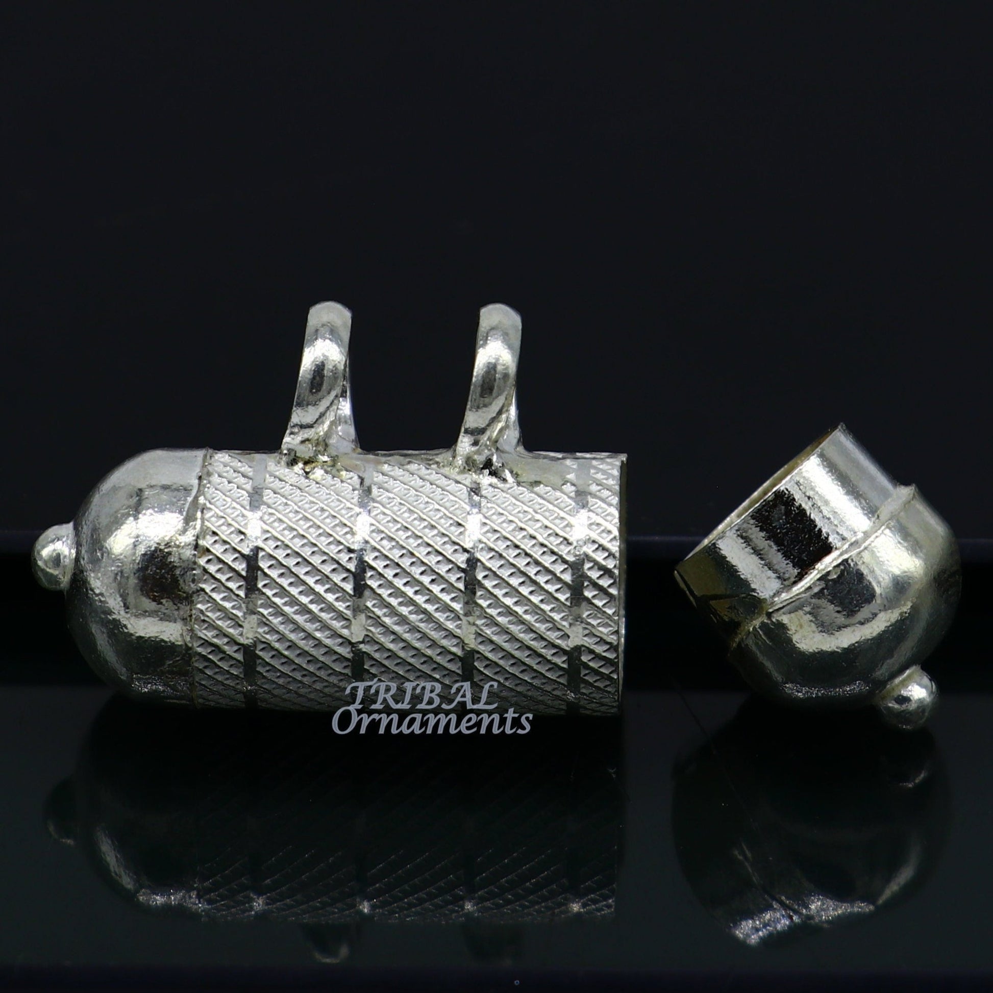 4 cm wide Sterling silver handmade vintage customized design amulet pendant, box pendant, container pendant excellent gifting jewelry nsp470 - TRIBAL ORNAMENTS