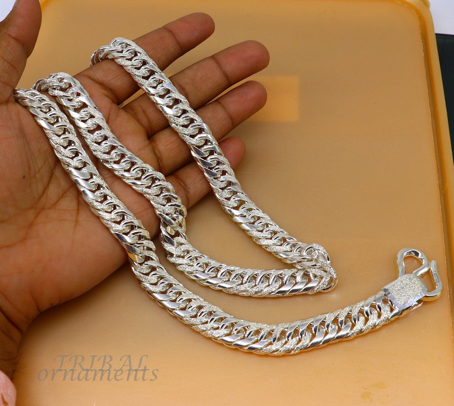 925 sterling silver handmade vintage design link chain, solid heavy necklace chain for boy's men's  wedding gifting jewelry ch162 - TRIBAL ORNAMENTS