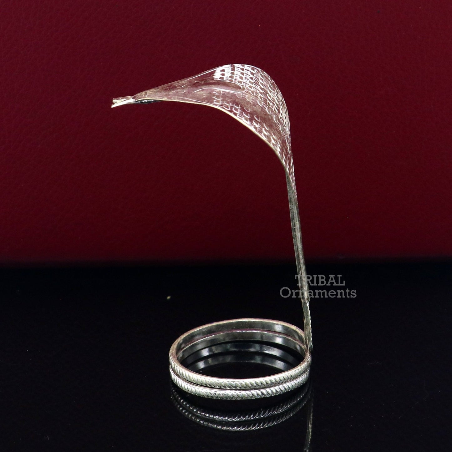 925 sterling silver Divine Shiva Snake sterling silver handmade mini snake statue for puja or worshipping, solid Diwali puja article su784 - TRIBAL ORNAMENTS