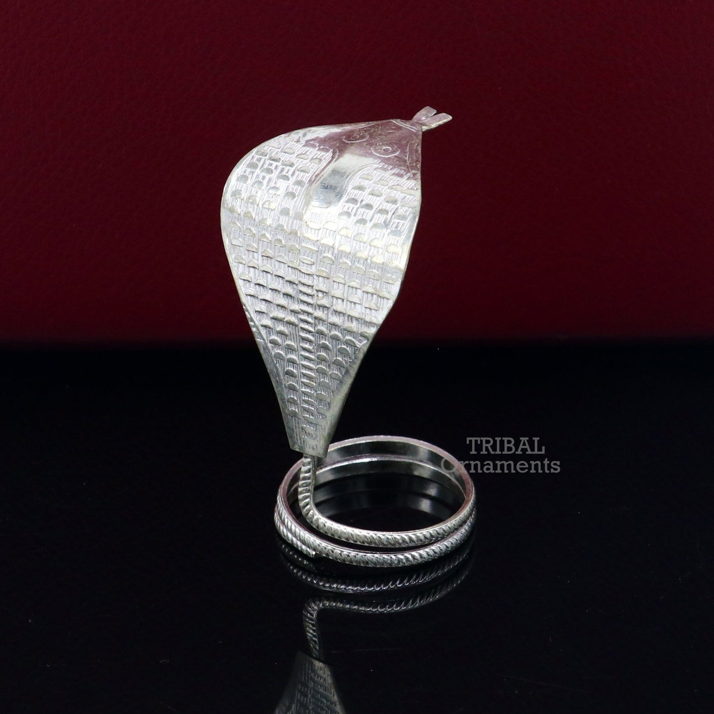 925 sterling silver Divine Shiva Snake sterling silver handmade mini snake statue for puja or worshipping, solid Diwali puja article su785 - TRIBAL ORNAMENTS