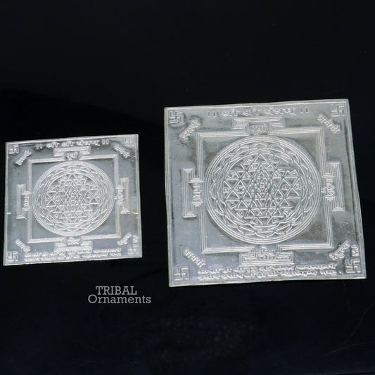 925 sterling silver handmade Shree Yantram, silver holy divine Yantram for wealth and prosperity, best puja article gifting su791 - TRIBAL ORNAMENTS