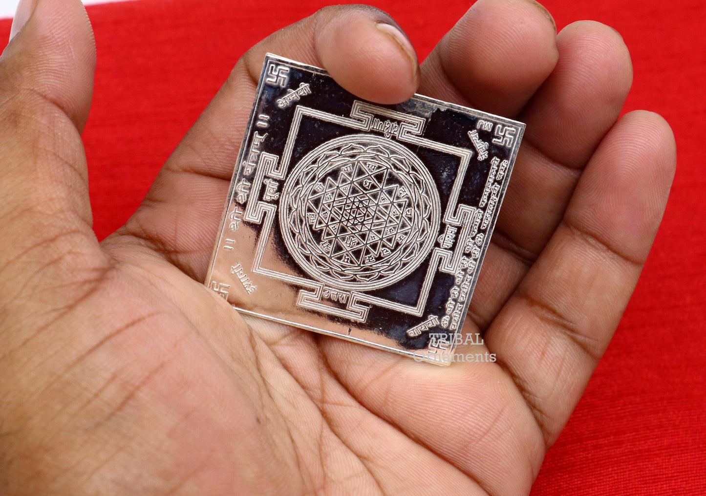 925 sterling silver handmade Shree Yantram, silver holy divine Yantram for wealth and prosperity, best puja article gifting su791 - TRIBAL ORNAMENTS