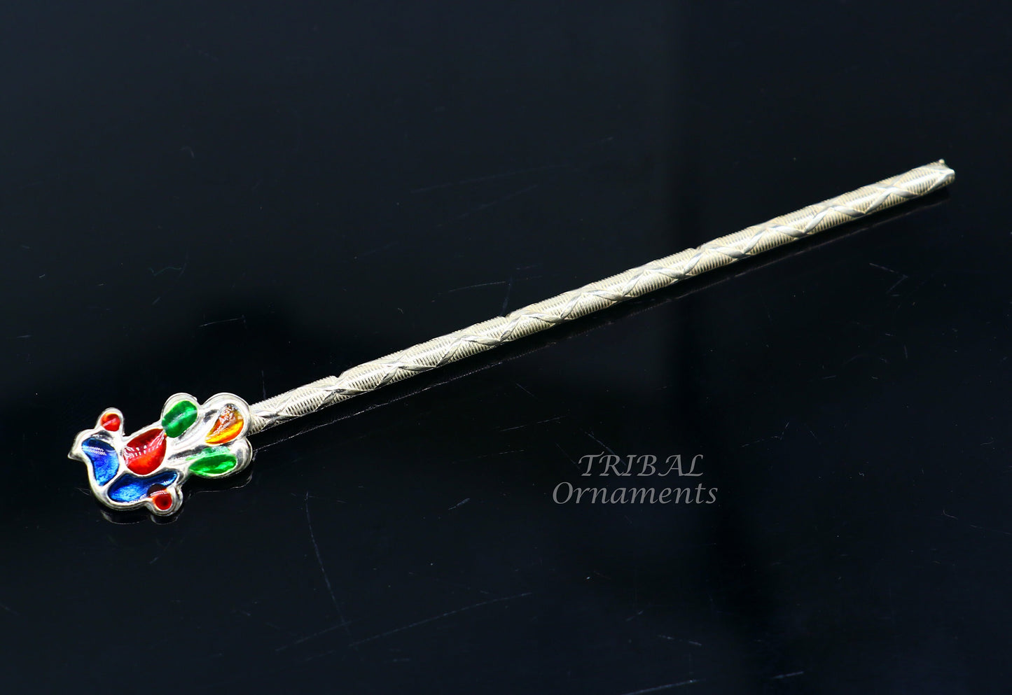 11cm sterling silver handmade idol baby Krishna small tiny flute, silver bansuri, laddu gopala flute, little krishna flute puja art su813 - TRIBAL ORNAMENTS