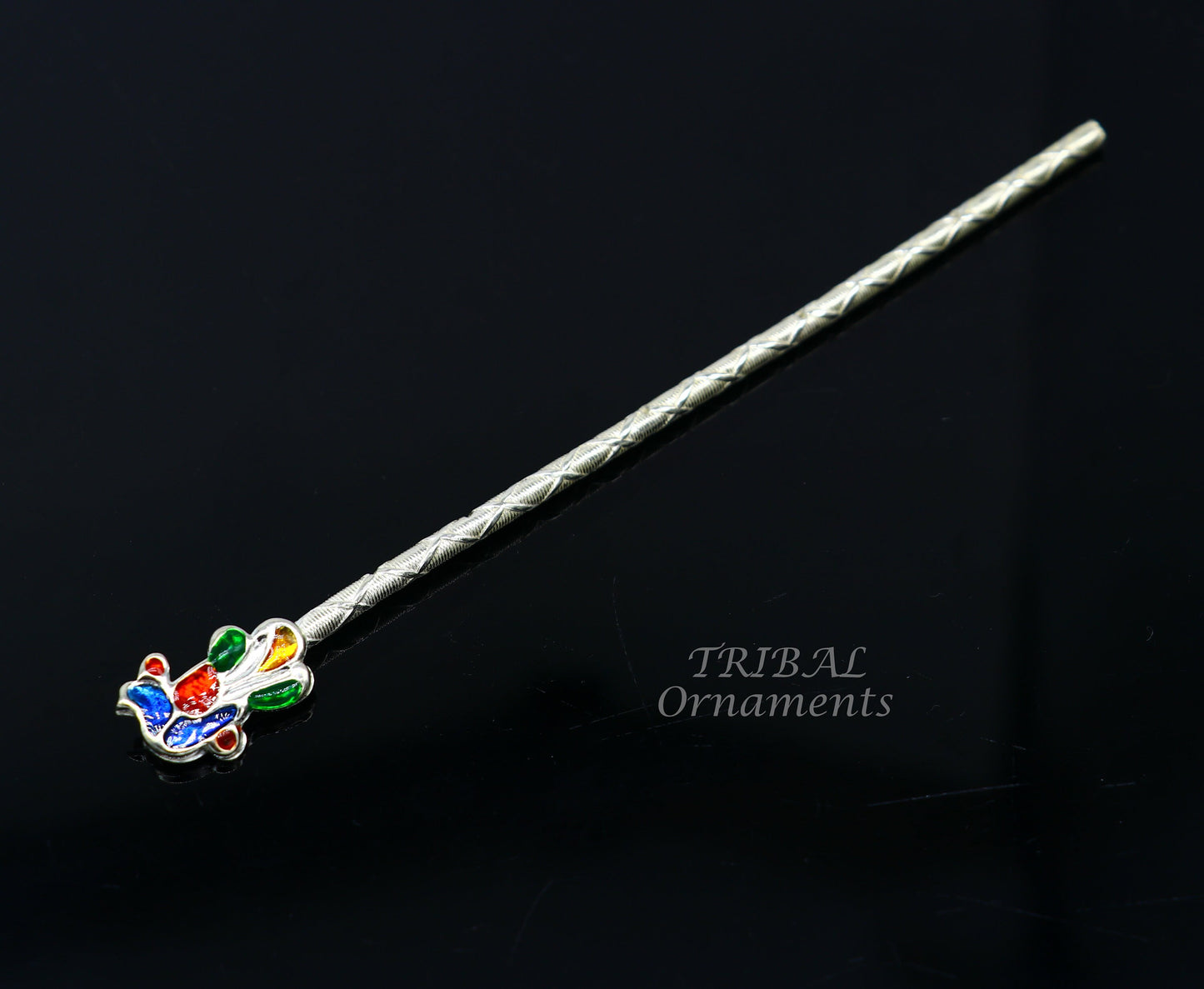 13cm sterling silver handmade idol baby Krishna small tiny flute, silver bansuri, laddu gopala flute, little krishna flute puja art su814 - TRIBAL ORNAMENTS