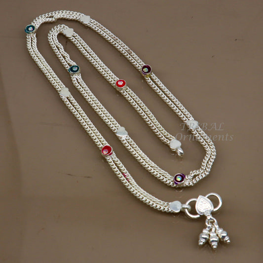 Vintage antique style solid double strands baby belly chain, unisex kids waist chain, kandora chain, excellent gifting jewelry wch23 - TRIBAL ORNAMENTS