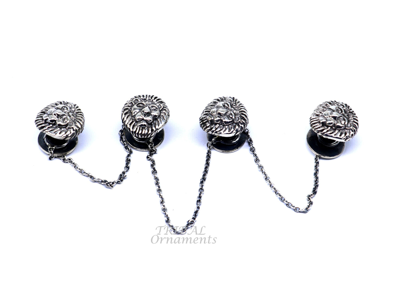 925 Sterling silver handmade gorgeous lion face design buttons or cufflinks for men's kurta, best gifting jewelry occasions btn06 - TRIBAL ORNAMENTS
