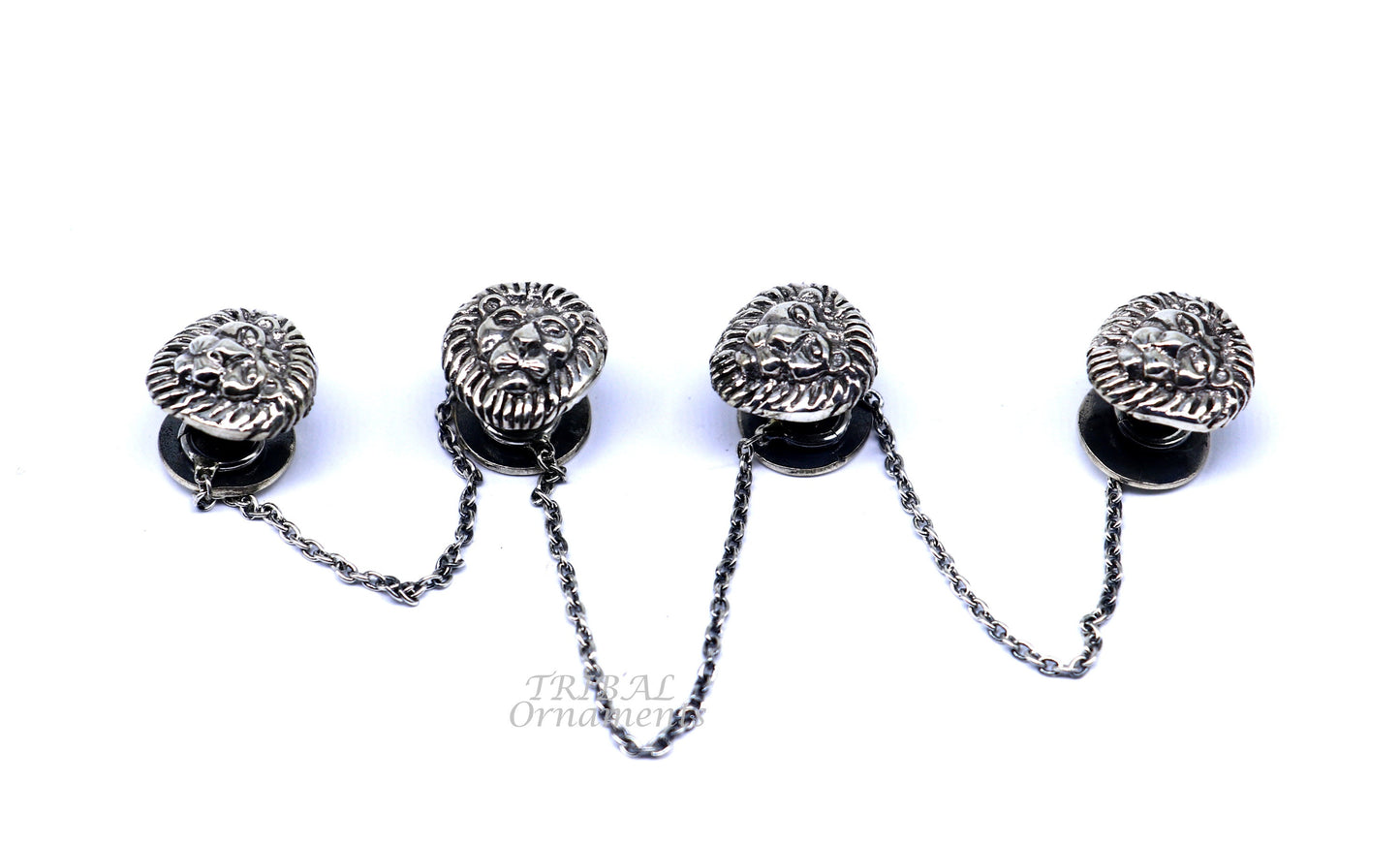 925 Sterling silver handmade gorgeous lion face design buttons or cufflinks for men's kurta, best gifting jewelry occasions btn06 - TRIBAL ORNAMENTS