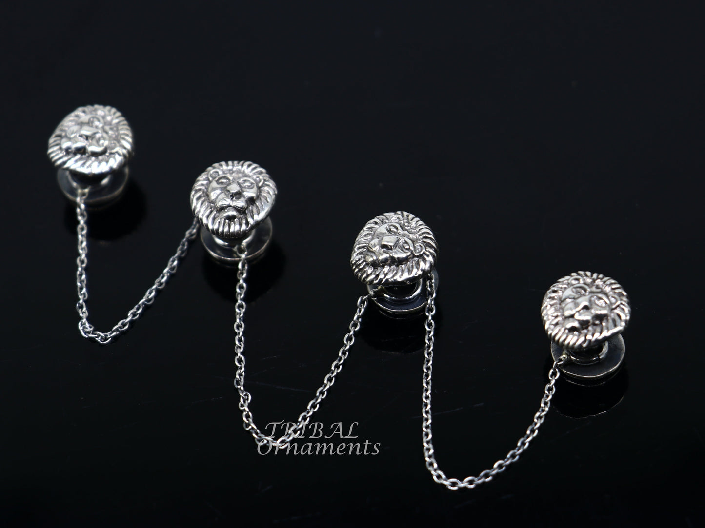 925 Sterling silver handmade gorgeous lion face design buttons or cufflinks for men's kurta, best gifting jewelry occasions btn06 - TRIBAL ORNAMENTS
