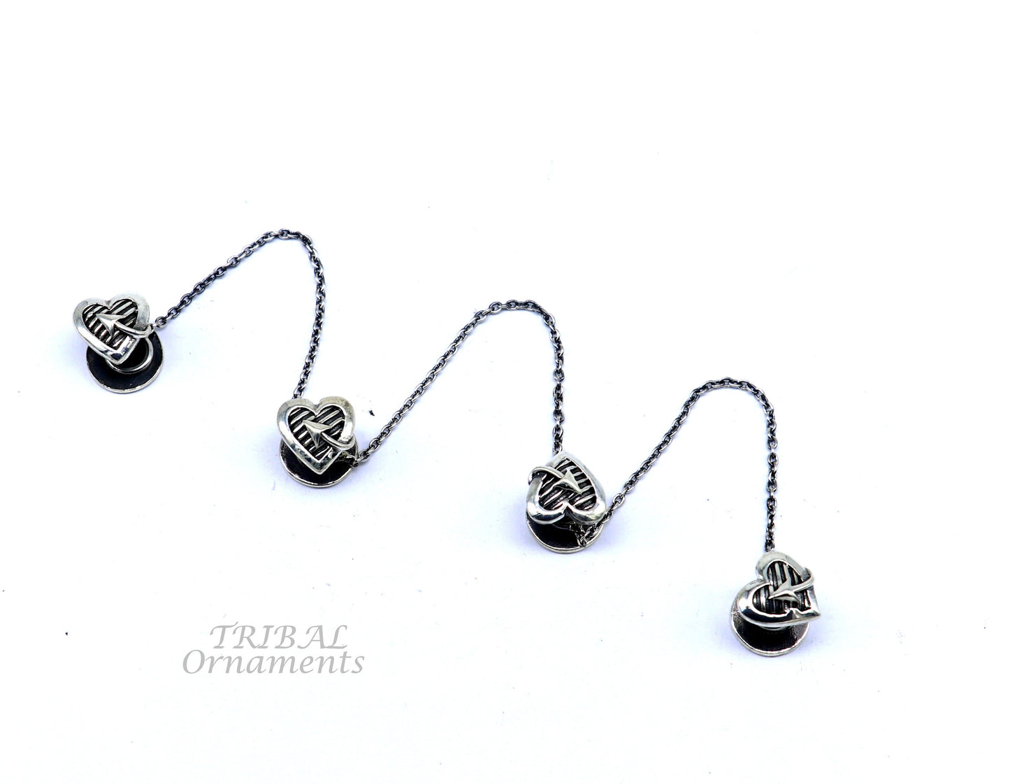 925 Sterling silver handmade amazing unique heart design shape ethnic style design buttons for men's kurta, best gifting accessories btn17 - TRIBAL ORNAMENTS
