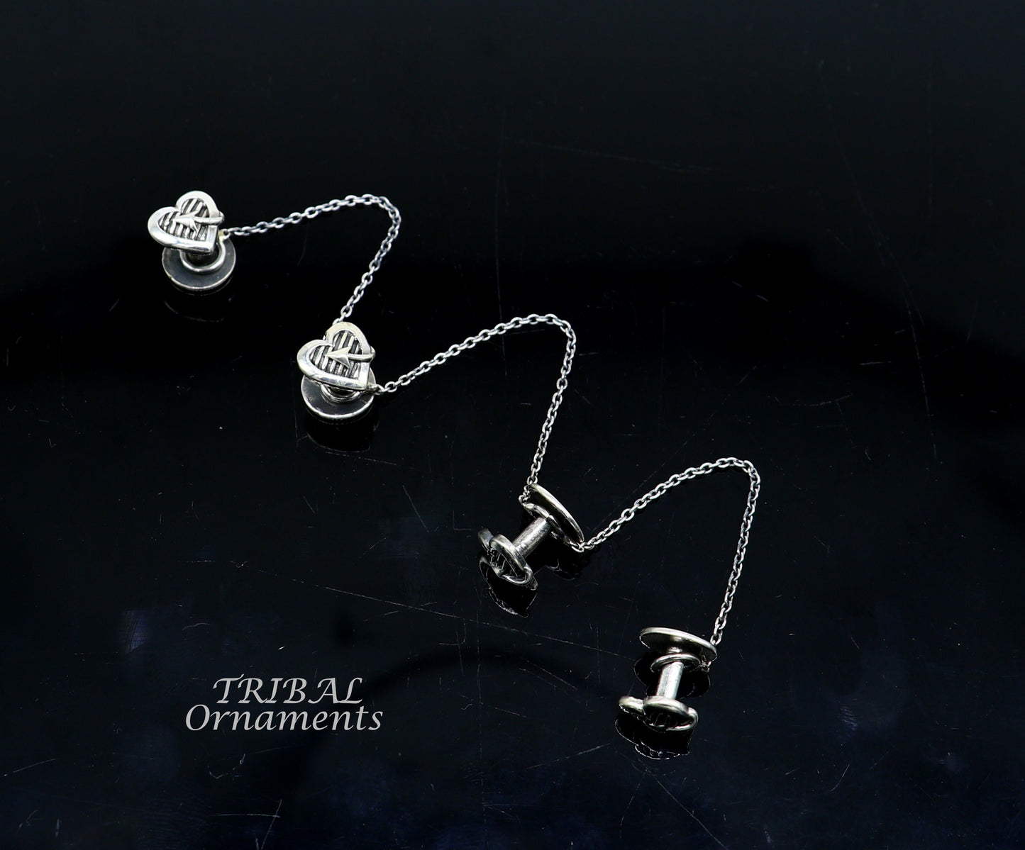 925 Sterling silver handmade amazing unique heart design shape ethnic style design buttons for men's kurta, best gifting accessories btn17 - TRIBAL ORNAMENTS