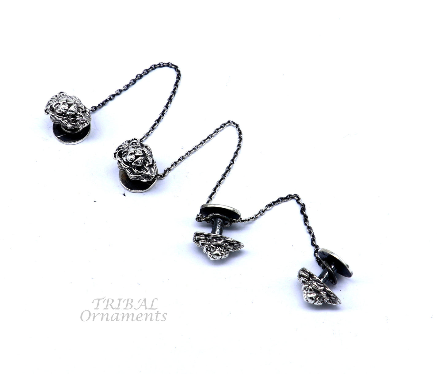 925 Sterling silver handmade amazing unique lion design shape ethnic style design buttons for men's kurta, best gifting accessories btn19 - TRIBAL ORNAMENTS