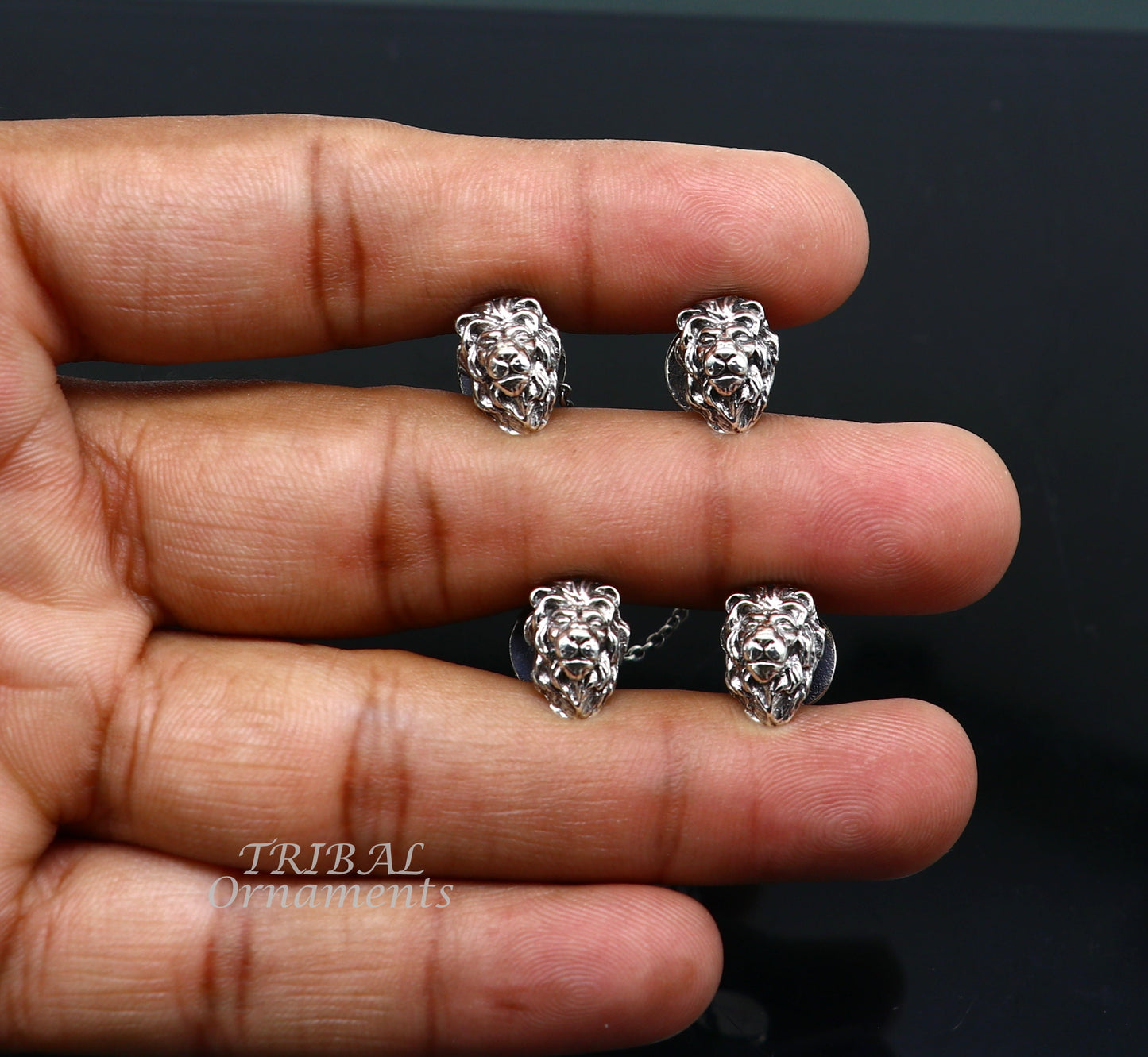925 Sterling silver handmade amazing unique lion design shape ethnic style design buttons for men's kurta, best gifting accessories btn19 - TRIBAL ORNAMENTS