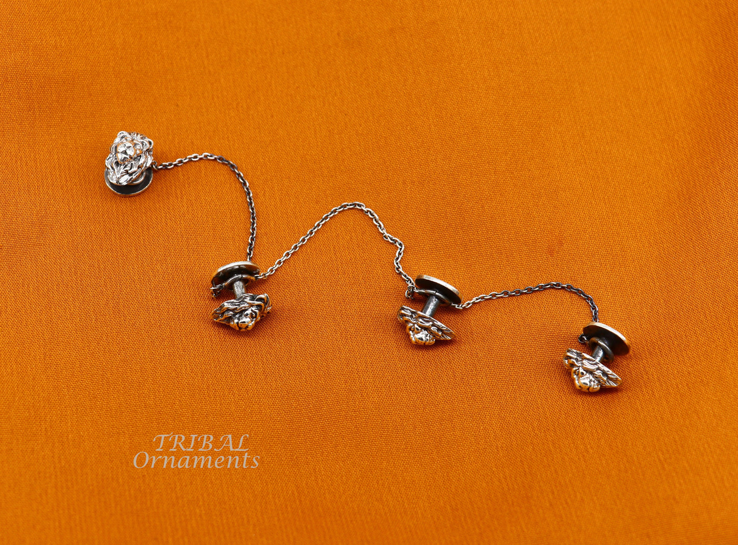 925 Sterling silver handmade amazing unique lion design shape ethnic style design buttons for men's kurta, best gifting accessories btn19 - TRIBAL ORNAMENTS