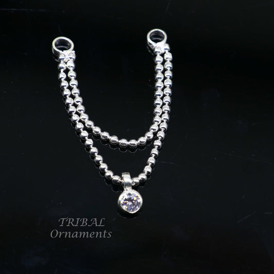 2 line beaded chain necklace for Lord Krishna Laddu Gopala Amazing design sterling silver handmade little Krishna jewelry  set453 - TRIBAL ORNAMENTS