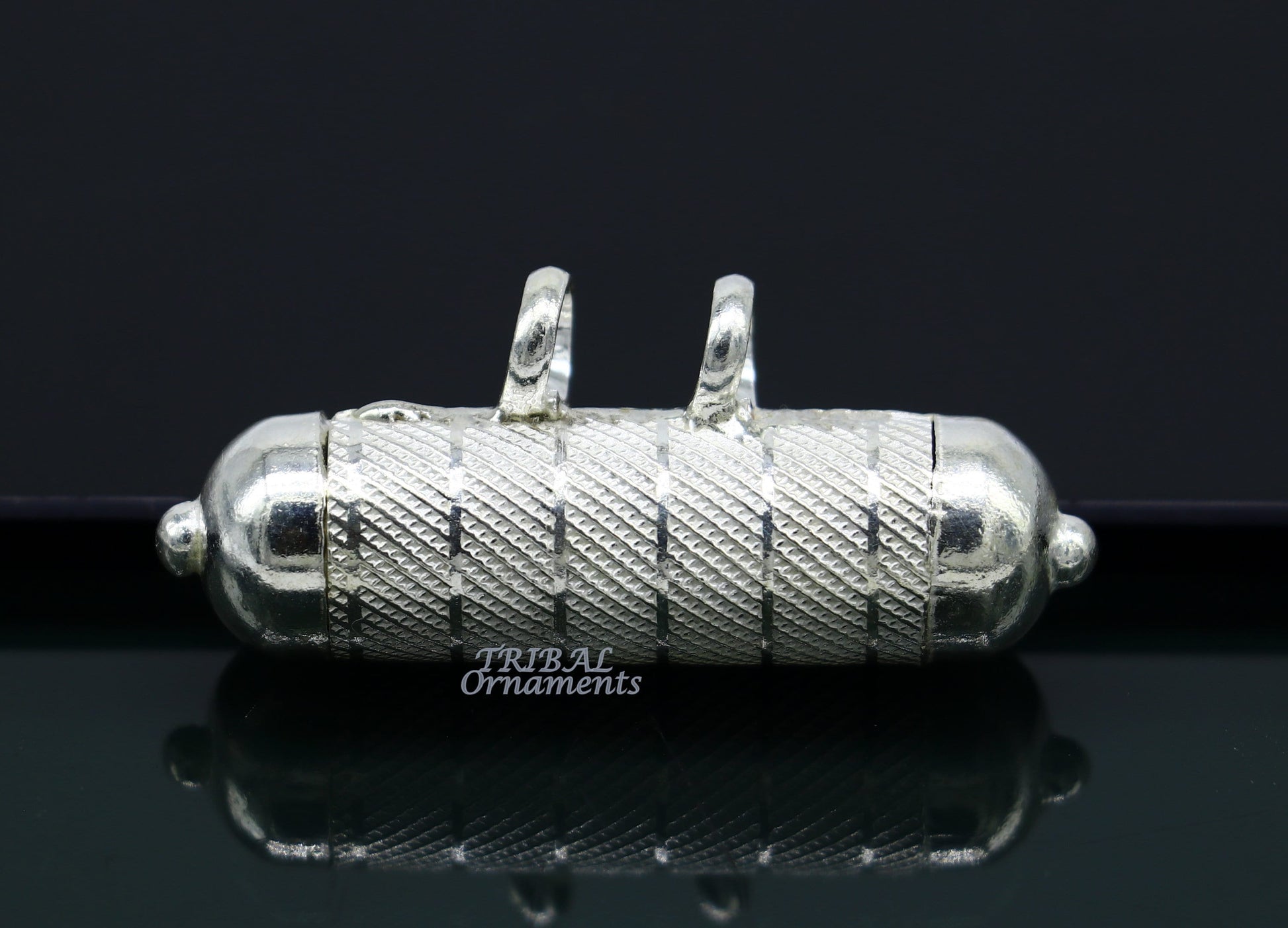 Sterling silver handmade gorgeous round tabiz handmade amulet box pendant, mantra box, silver tabiz/ mascot , kavacham jewelry nsp469 - TRIBAL ORNAMENTS
